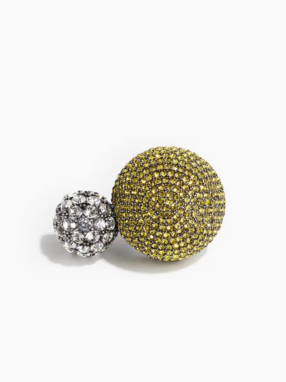 NWT H&M Studio Silver Colored Yellow Rhinestone Statement Cocktail Ring Sz XS /S